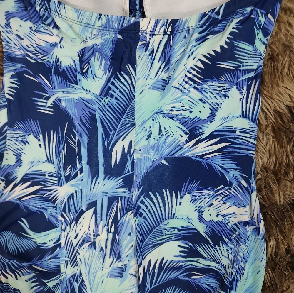 Jantzen Classics Blue Tropical Halter One Piece 8 - Picture 7 of 11